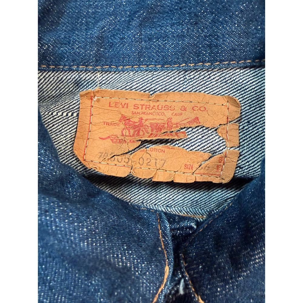 Vintage Levis 70505-0217 Orange Tab Denim Trucker Jacket Indigo Blue Size 36 - Picture 2 of 9